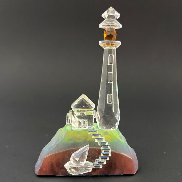 Iris Arc Crystal Lighthouse Figurine Mountain Sailboat Prismatic Rainbow - Picture 1 of 5